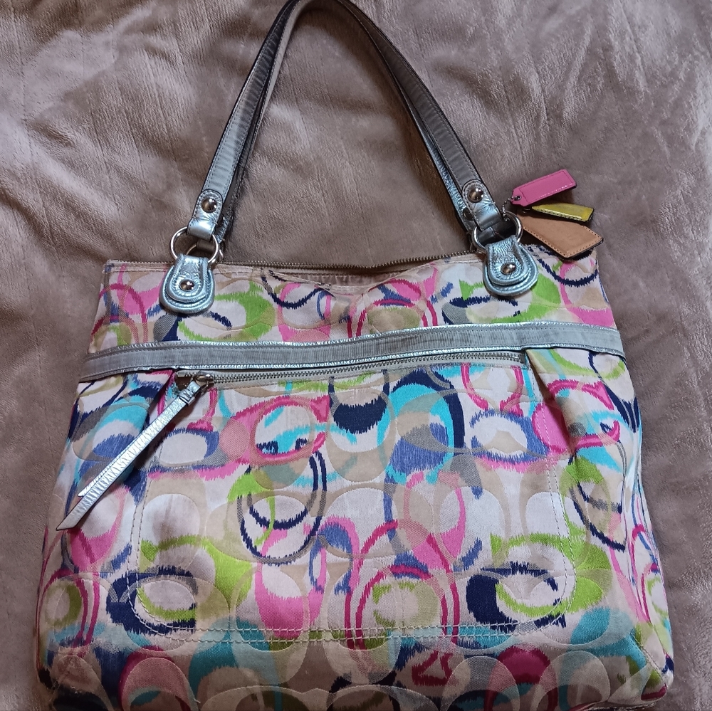 Coach Poppy Ikat Multi-color Signature Glam Tote Bag - Picture 3 of 15